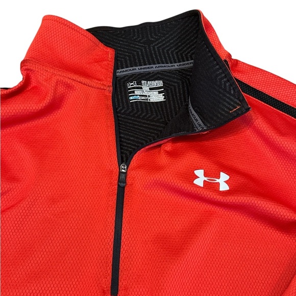 Under Armour Red Zip Up Sweater with Black Accents - Picture 4 of 5